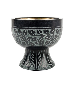 Brûle encens en stéatite décoré avec grille, hauteur 9 cm, diamètre 9 cm