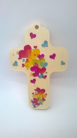 CROIX EN BOIS 13 X 9 CM " AMOUR"