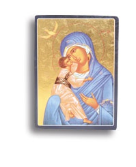 ICONE NOTRE DAME DE L'ESPRIT SAINT - DOREE A LA FEUILLE D'OR 9X13 CM