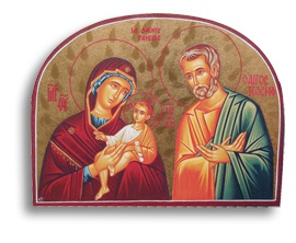 ICONE LA SAINTE FAMILLE DOREE A LA FEUILLE 16 X 21 CM