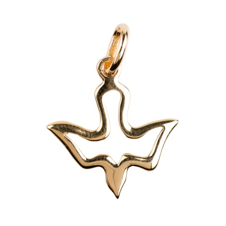 PENDENTIF COLOMBE EVIDEE PLAQUE OR H 2 CM