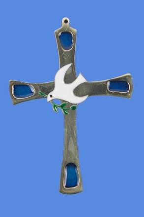 CROIX BRONZE AVEC COLOMBE CREATION BENEDICTINE 11.5CM NDSP