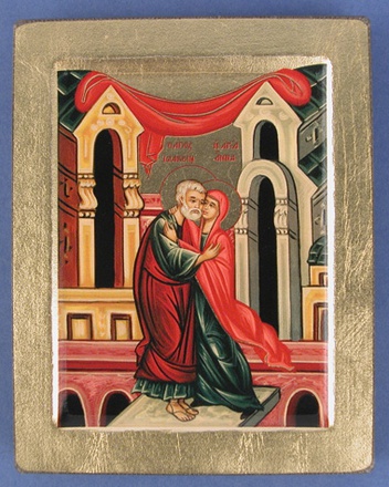 ICONE FINIE MAIN CREUX SS BORD ANNE ET JOACHIM 13X11CM NDSP