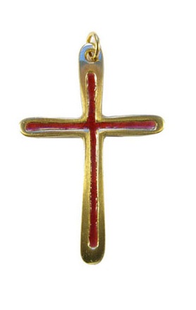 PETITE CROIX BRONZE EMAIL ROUGE 6.8 CM NDSP