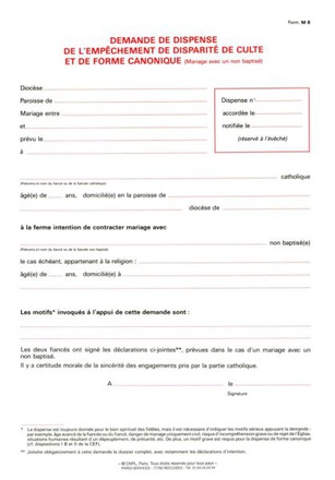 FORMULAIRE M 7 EMPECHEMENT DISPARITE DE CULTE