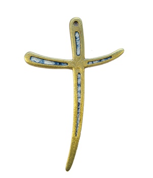 CROIX BRONZE EMAIL BLANC 12 CM MVT NDSP