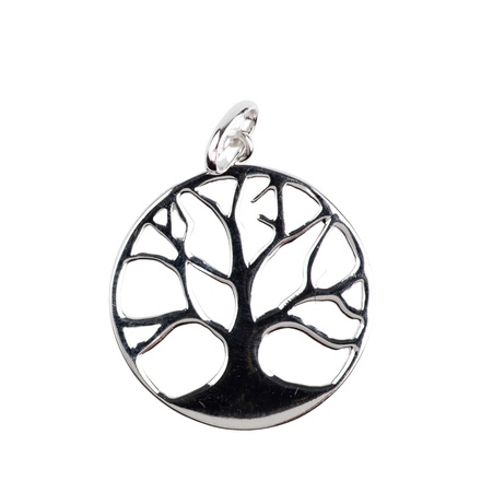 MEDAILLE ARBRE DE VIE EVIDEE ARGENT RHODIE DIAM 1.9 CM