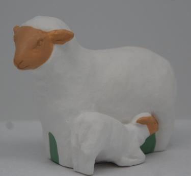 BREBIS ET AGNEAU 7.5 X 5 CM CRECHE NUIT DE LUMIERE