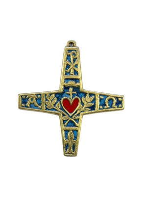CROIX BRONZE MURALE EMAIL SACRE COEUR 8.5 CM NDSP