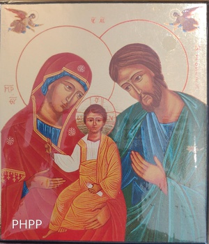LA SAINTE FAMILLE - ICONE DOREE A LA FEUILLE 9,5X8 CM - 1153.14