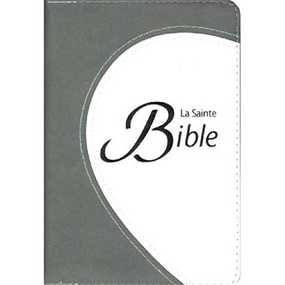 BIBLE COMPACTE SEGOND 1910 / MODELE SOUPLE, DUOTONE GRIS, RUBAN MARQUE PAGE, TRANCHE ARGENTEE, FERME
