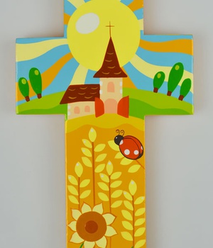 CROIX BOIS CHAMP BLE 9CM X 14CM
