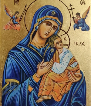 ICONE BIZANTINE PEINTE A LA MAIN MARIE PERPETUEL SECOURS 12 X 16 CM NDSP