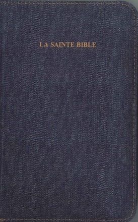 LA SAINTE BIBLE SEGOND 1910 COUVERTURE RELIEE EN JEAN AVEC GLISSIERE AVEC ONGLETS TRANCHE OR