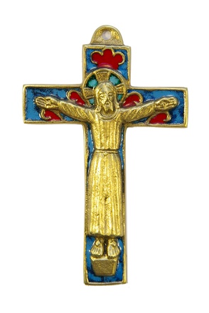 CHRIST ROMAN RESSUCITE TOUT BRONZE AVEC EMAIL 12 CM NDSP