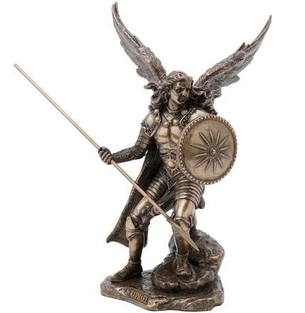 STATUE SAINT RAPHAEL BRONZE COULE A FROID H. 24 CM