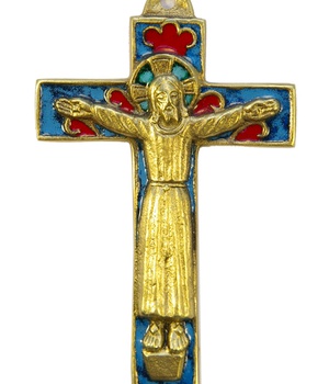 CHRIST ROMAN RESSUCITE TOUT BRONZE AVEC EMAIL 12 CM NDSP