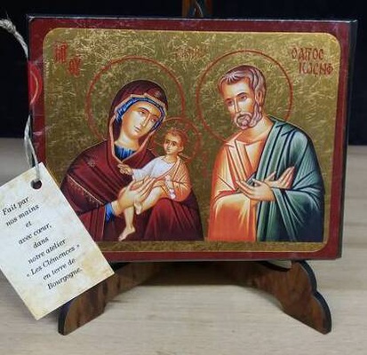 LA SAINTE FAMILLE - ICONE DOREE A LA FEUILLE 9,6X12,5 CM - 453.63