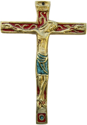 CHRIST BRONZE EMAIL MURAL, CHRISTOGRAMME INRI, STYLE BAROQUE 16 CM NDSP