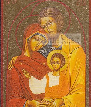 LA SAINTE FAMILLE - ICONE DOREE A LA FEUILLE 12X16 CM - 153.64