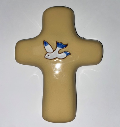 CROIX CERAMIQUE COLOMBE CREME