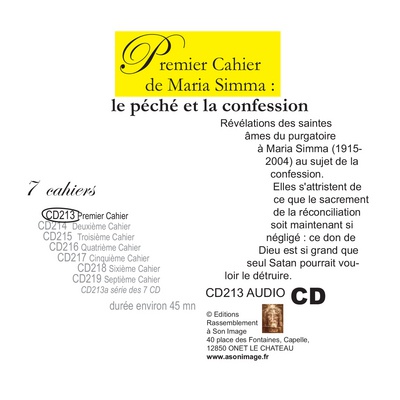 PREMIER CAHIER DE MARIA SIMMA - LE PECHE ET LA CONFESSION - LIVRE AUDIO - CD213