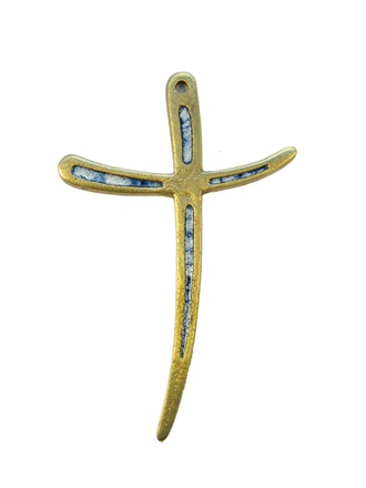 CROIX BRONZE EMAIL BLANC 12 CM MVT NDSP