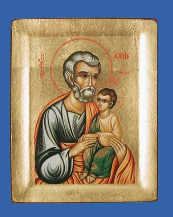 ICONE FINIE MAIN CREUX SS BORD ST JOSEPH 13X11CM