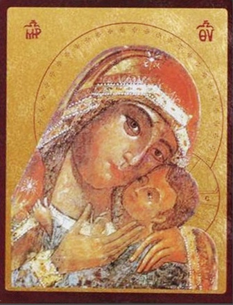VIERGE DE KORSUN - ICONE DOREE A LA FEUILLE 15X18 CM - 120.67