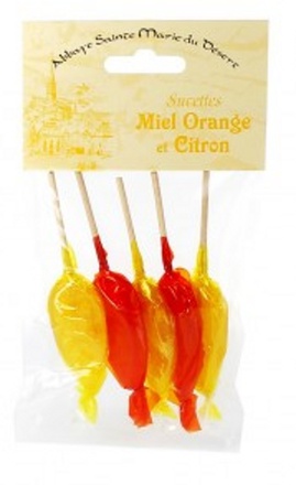 SACHET DE 5 SUCETTES MIEL ORANGE - CITRON