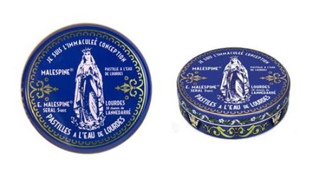 BOITE RONDE METAL MALESPINE 100G, REPRENANT LA FORME ET LE DESSIN DE LA BOITE D'ORIGINE