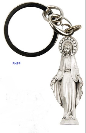 PORTE CLEFS STATUETTE VIERGE MIRACULEUSE H 4CM