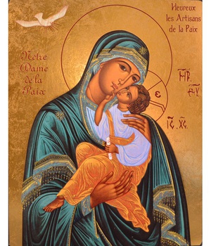 NOTRE DAME DE LA PAIX ICONE DOREE A LA FEUILLE 9x12 CM - 223.63