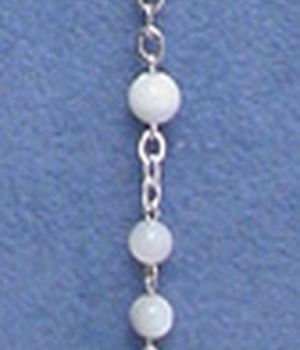 CHAPELET ARGENT NACRE ROND 4 MM NDSP