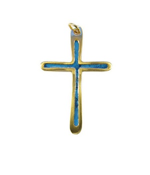 CROIX BRONZE BLEUE PETITE SIMPLE 6.8CM EMAIL NDSP