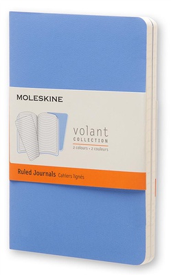 ASSORTIMENT DE DEUX CAHIERS VOLANTS - FORMAT DE POCHE - LIGNE - COUVERTURE SOUPLE (2 NUANCES DE BLE