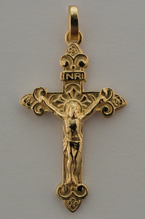 CROIX PLAQUE OR AVEC CHRIST GM