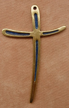 CROIX BRONZE EMAIL BLEUE 10 CM MVT NDSP