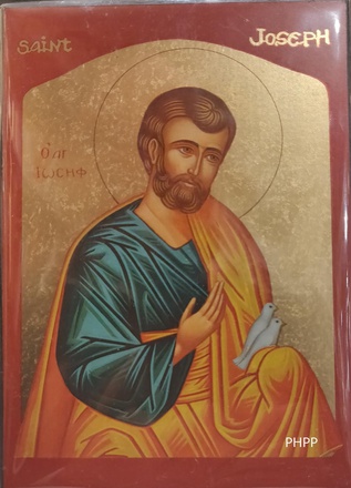SAINT JOSEPH AUX COLOMBES - ICONE DOREE A LA FEUILLE 9,5X8 CM - 974.14