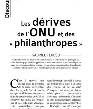 DISCOURS N 8 - LES DERIVES DE L'ONU ET DES PHILANTHROPES