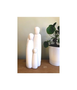 STATUE ALBATRE SAINTE FAMILLE DE NAZARETH 28 CM