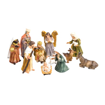 CRECHE RESINE STYLE ORIENTAL PEINTE MAIN 10 CM 11 P