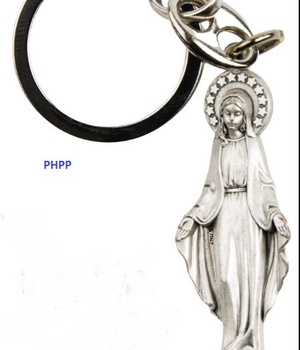 PORTE CLEFS STATUETTE VIERGE MIRACULEUSE H 4CM