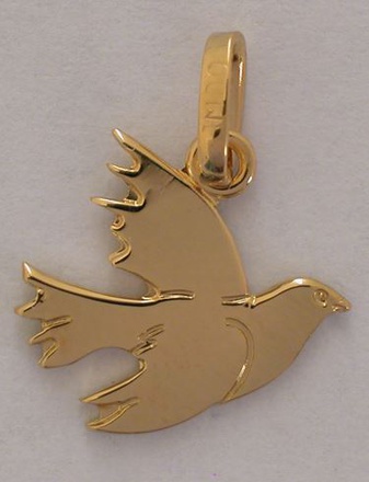 PENDENTIF COLOMBE PLAQUE OR 55X40 MM