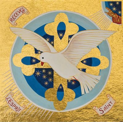 LA COLOMBE DE L'ESPRIT SAINT - ICONE DOREE A LA FEUILLE 13X13 CM 652.64