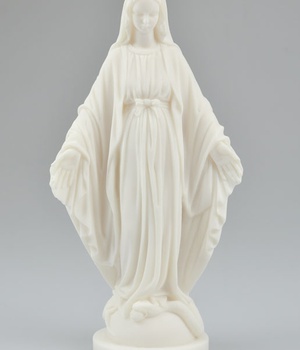 STATUE VIERGE MIRACULEUSE BLANCHE EN ALBATRE 22 CM