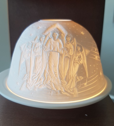 PHOTOPHORE PORCELAINE ANGES MUSICIENS