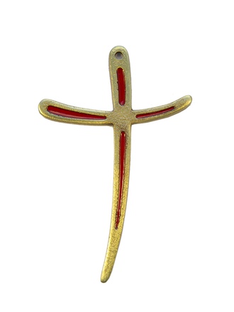 CROIX BRONZE EMAIL ROUGE 12 CM MVT NDSP