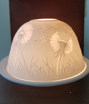 PHOTOPHORE PORCELAINE FLEUR DE PISSENLIT