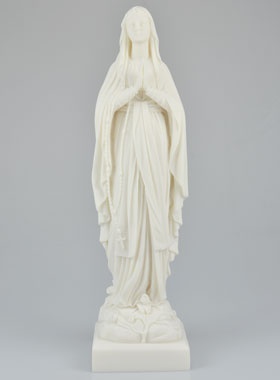 STATUE VIERGE DE LOURDES BLANCHE EN ALBATRE 42 CM